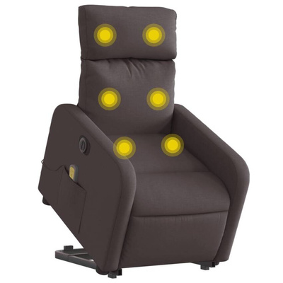 vidaXL Podnoszony fotel masujący, elektryczny, rozkładany, ciemny brąz
