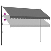 Markiza zwijana, antracytowa, 350x150 cm, tkanina i stal