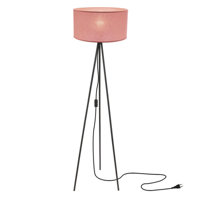 SHANTI lampa podłogowa czarny 1x40W E27 abażur jasny wrzosowy 51-38715