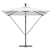 Parasol plażowy z paskami LED piaskowy 249 x 249 x 250 cm