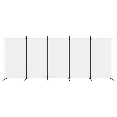 Parawan 5-panelowy, biały, 433x180 cm, tkanina