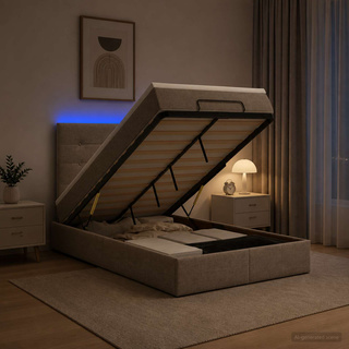 Łóżko z pojemnikiem i materacem LED Ciemnoszary 120 x 190 cm