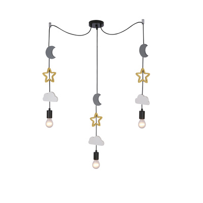 Trio Ccc P Lampa Wisząca Czarny 3X20W E27 Iq Kids Biały+Złoty+Szary