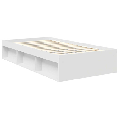 Ramka łóżka Z zagłówkiem Biały 100 x 200 cm Lite drewno sosnowe