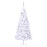 Sztuczna choinka z 300 diodami LED Biały 180 cm PVC i stal