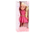 Lalka Różowa Sukienka Kucyki Blond Włosy Duża Laleczka 46cm
