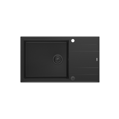 EVAN 136 XL GraniteQ zlewozmywak z syfonem Push To Open 1-komorowy z/o (860x500x210; kom. 420x490) pure carbon / elementy pure carbon