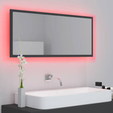 vidaXL Lustro łazienkowe z LED, szare, 100x8,5x37 cm, akryl