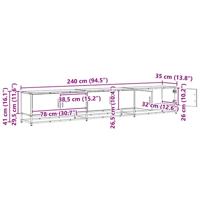 Jednostki telewizyjne 240 x 35 x 41 cm Stare drewno