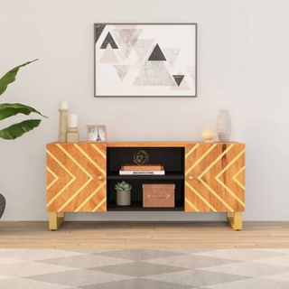 vidaXL Szafka pod TV, brązowo-czarna 105x33,5x46 cm, lite drewno mango