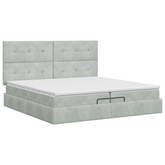 Łóżko ottoman z materacem jasnoszary 200 x 200 cm Welur