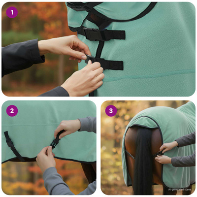 Koc dla Koni Specjalna zieleń 155 cm Polar poliesterowy