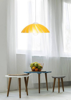 Lampa wisząca Kamila żółta z szerokim kloszem pojedyncza nad stół E27