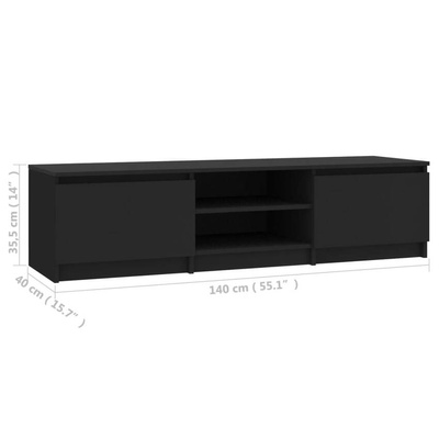 vidaXL Szafka pod TV, czarna, 140x40x35,5 cm, materiał drewnopochodny