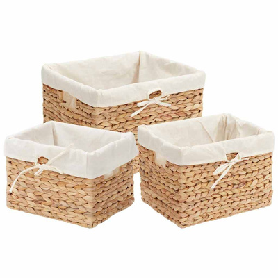 Kosze do przechowywania 3 pcs Naturalny Hiacynt wodny