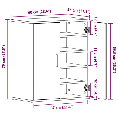 Szafki na buty 60 x 35 x 70 cm Dąb wędzony 6 przegród na buty