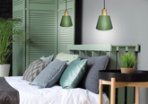 Lampa wisząca zielona metalowa + drewno Faro Ledea 50101260