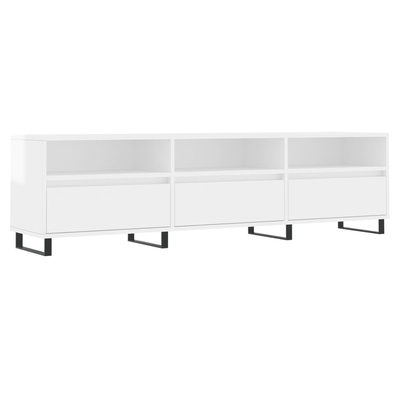vidaXL Szafka pod TV, wysoki połysk, biała, 150x30x44,5 cm