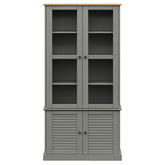 Witryna VIGO, szara, 85x35x170 cm, lite drewno sosnowe