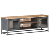 vidaXL Szafka pod TV, szara, 120x30x40 cm, lite drewno akacjowe i stal