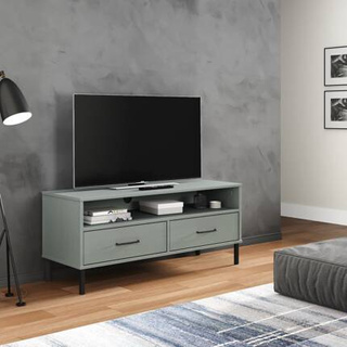 vidaXL Szafka pod TV OSLO, metalowe nóżki, szara, sosnowa model standard