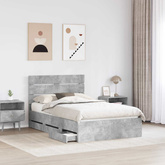 Ramka łóżka Betonowy szary 135 x 190 cm Drewno inżynieryjne