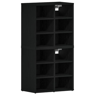 Szafka na buty z półką 2 pcs Czarny Dąb 52 x 30 x 50,5 cm