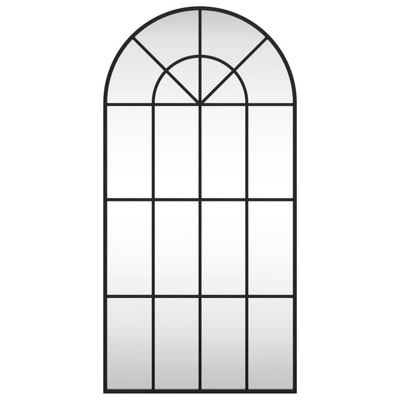 vidaXL Lustro ścienne, czarne, 50x100 cm, zakończone łukiem, żelazo