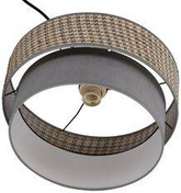 Lampa wisząca z abażurem Karrara czarna do salonu beżowo-szara E27