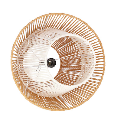 Lampa wisząca z abażurem Africa beżowo-biała do sypialni E27
