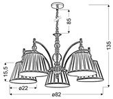 Lampa wisząca patynowa regulowan łańcuch 5x40W E14 Austin Candellux 35-13859