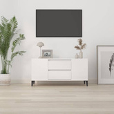 vidaXL Szafka pod TV, wysoki połysk, biała, 102x44,5x50 cm