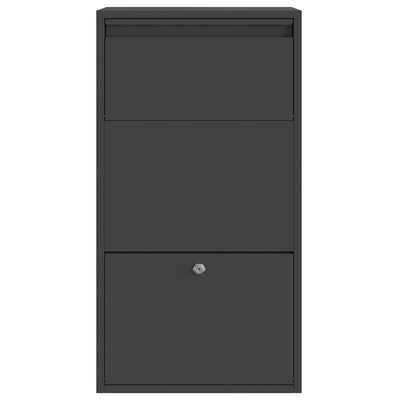 Skrzynka na przesyłki z drzwiami Czarny 44 x 22 x 82 cm Stal