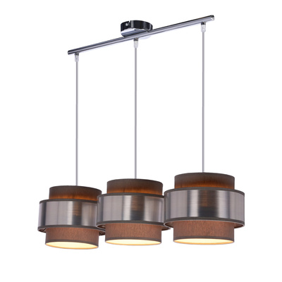 Hare lampa wisząca chromowy 3x60w e27 abażur szary+srebrny