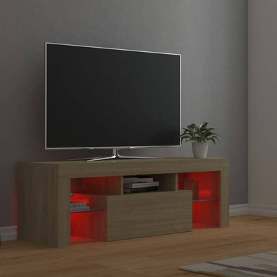 vidaXL Szafka pod TV z oświetleniem LED, dąb sonoma, 120x35x40 cm wariant 4