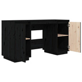 vidaXL Biurko, czarne, 140x50x75 cm, lite drewno sosnowe