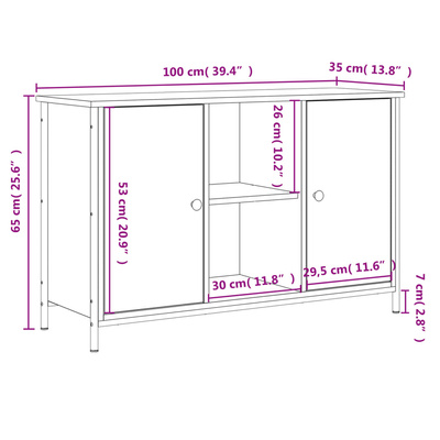 Szafka pod TV, dąb sonoma, 100x35x65 cm materiał drewnopochodny