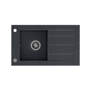 WILL zlewozmywak granitowy czarny (77x46x18,5) z zaślepką i odpływem