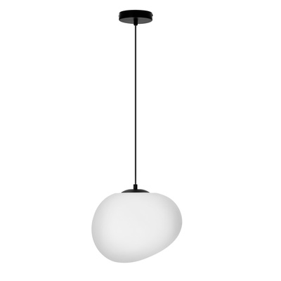 Lampa wisząca STONES 30 cm w stylu Japandi - z białym akrylowym kloszem inspirowanym kamieniem - minimalistyczne oświetlenie sufitowe do salonu E27