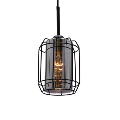 Jonera lampa wisząca czarny 1X40 E27 klosz dymiony 31-08428