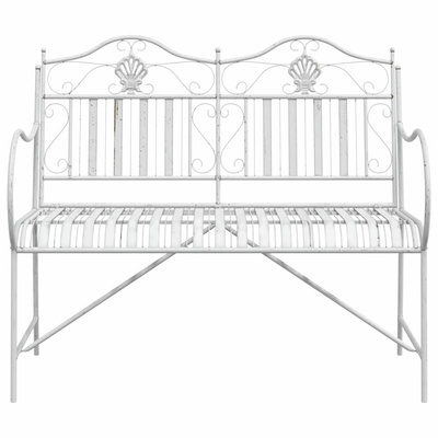 Ławka ogrodowa 2 -Seater 103,5 x 59 x 89 cm Stal Antyczna biel