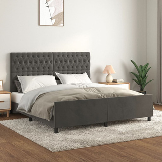 vidaXL Rama łóżka z zagłówkiem, ciemnoszara, 180x200 cm, aksamitna model standard