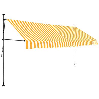 vidaXL Ręcznie zwijana markiza z LED, 350 cm, biało-pomarańczowa