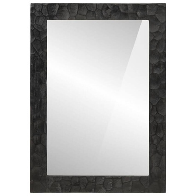 vidaXL Lustro łazienkowe, czarne, 50x70x2,5 cm, drewno mango i szkło