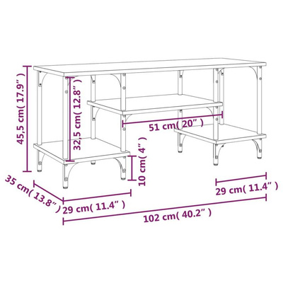 vidaXL Szafka pod TV, brązowy dąb, 102x35x45,5 cm