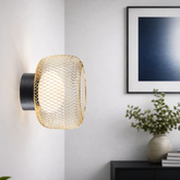 Lampa sufitowa Sopra 32 czarno złota klosz druciany do salonu GX53