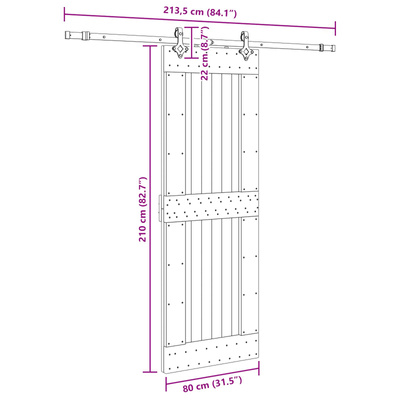 Drzwi przesuwne NARVIK 80 x 210 cm (213,5 cm)