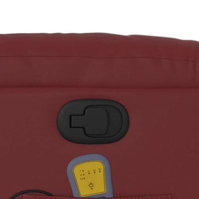 vidaXL Rozkładany fotel masujący, winna czerwień, obity sztuczną skórą