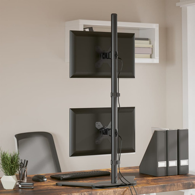 na dwa monitory, czarny, stalowy, VESA 75/100 mm Stojak