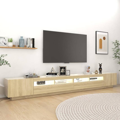 vidaXL Szafka pod TV z oświetleniem LED, dąb sonoma, 300x35x40 cm